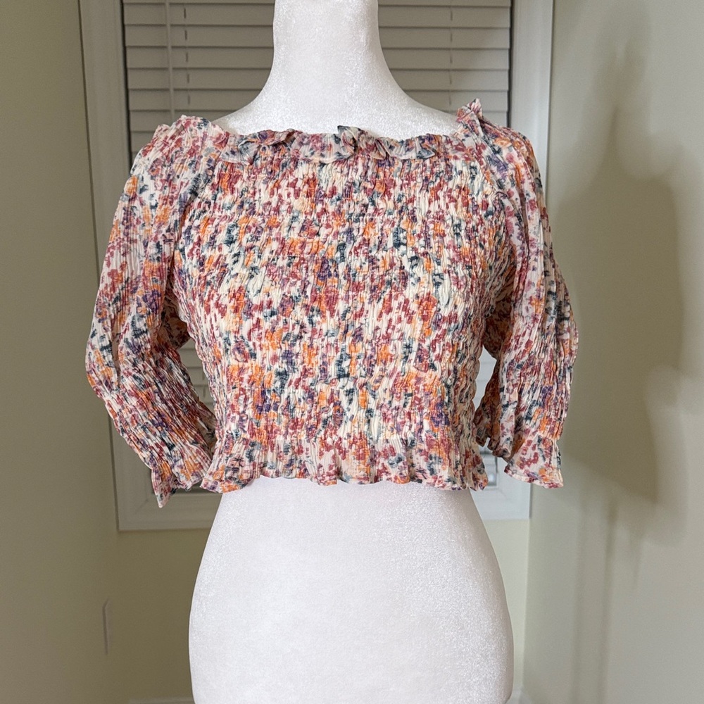 Multicolor Smocked Women's Top